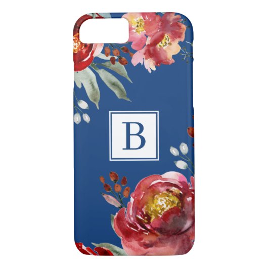 Monografie des Burgundes der Blume für Wasserfarbe Case-Mate iPhone Hülle (Rückseite)