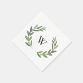 Monografie des grünen Olivenzweigs Serviette (Ecke)