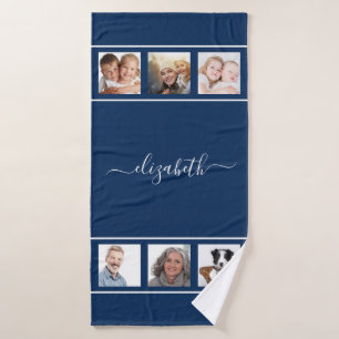 Monografie des Navy-Foto-Collage Badehandtuch