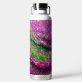 Monografie des schwach-rosa-grünen Glitzer Trinkflasche (Rückseite)