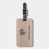 Monografische Dokumentvorlage für Wood-Look Gepäckanhänger (Vorderseite vertikal)