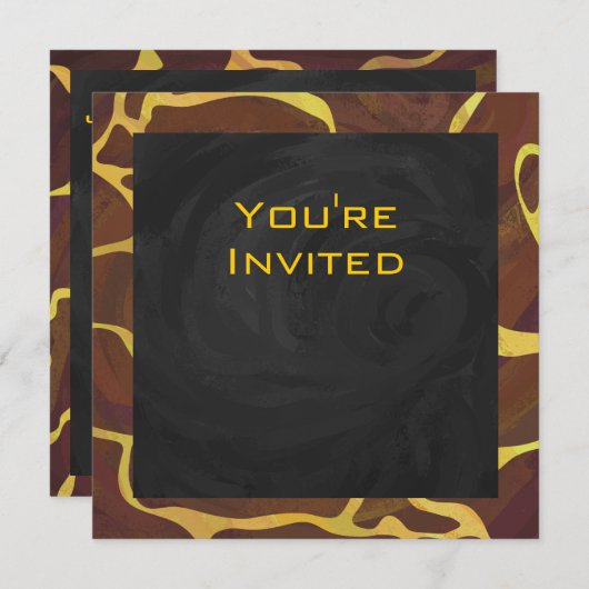 Monografische Giraffe, braun, Gelb Einladung (Vorne/Hinten)