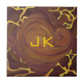 Monografische Giraffe, braun, Gelb Fliese (Vorderseite)