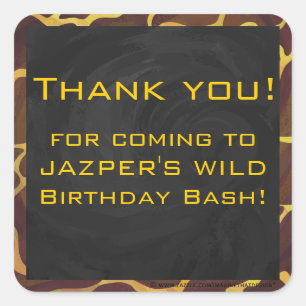 Monografische Giraffe, braun, Gelb Quadratischer Aufkleber