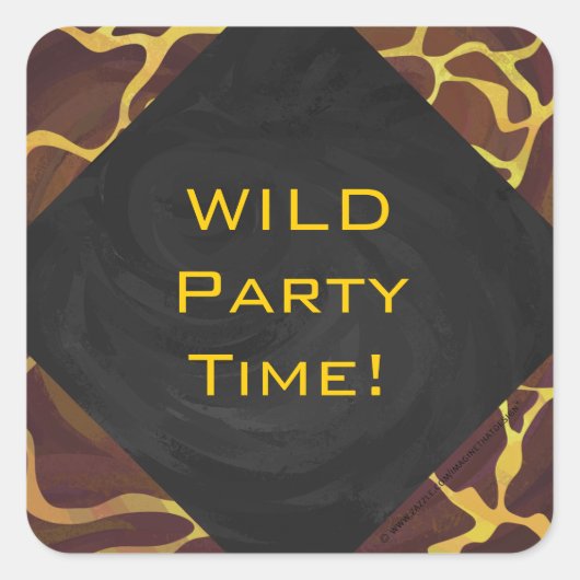 Monografische Giraffe, braun, Gelb Quadratischer Aufkleber (Vorderseite)