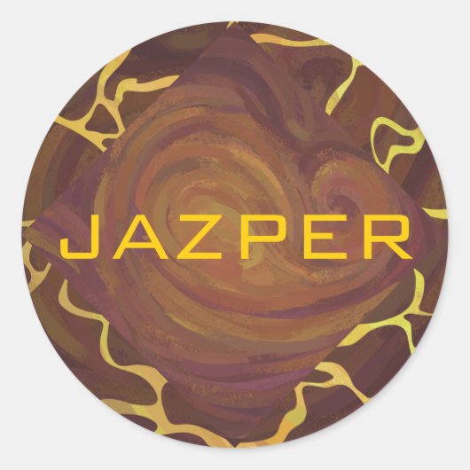 Monografische Giraffe, braun, Gelb Runder Aufkleber (Vorderseite)