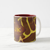 Monografische Giraffe, braun, Gelb Zweifarbige Tasse (VorderseiteRechts)