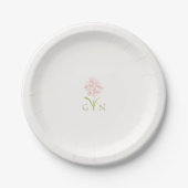 Monografische Hochzeit der Chic Blush-Rose Pappteller (Vorderseite)