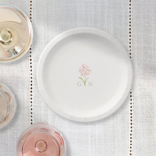 Monografische Hochzeit der Chic Blush-Rose Pappteller