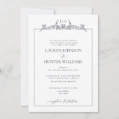 Monografische Hochzeit der formalen Navy-Blauen-Gr Einladung (Vorderseite)