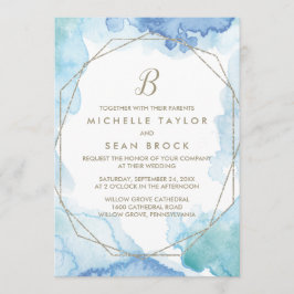 Monografische Hochzeit der geometrischen Wasserfar Einladung