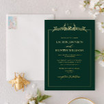 Monografische Hochzeit der Goldmedaille Folieneinladung<br><div class="desc">Einladung zum Hochzeitsfoil in Gold Emerald Green Floral Border Monogram! Dieses moderne Hochzeitsladen besticht durch eine wunderschöne, handgezeichnete, blumenlinienförmige Monografie mit handgeschriebenen Schriftzeichen für eine einzigartige und elegante Touch. Ideal für alle Frühlings- und Sommerschulen, wird diese Einladung Ihre Gäste begeistern. Das elegante und schlichte Design ist ideal für Paare, die...</div>