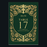 Monografische Hochzeit der grünen Schildkröte Tischnummer<br><div class="desc">Feiern Sie mit diesem Royal Sword & Shield Medieval Fantasy Monogram Design. Dieses Design ist perfekt für Paare, die eine königliche, aber moderne mittelalterliche Fantasy-Ästhetik suchen. BITTE BEACHTEN SIE: Das Gold in diesem Design NICHT real Folie. Artikel werden genau so gedruckt, wie sie auf Ihrem Bildschirm erscheinen, wenn Sie dem...</div>