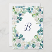 Monografische Hochzeit der klassischen weißen Blum Einladung (Rückseite)