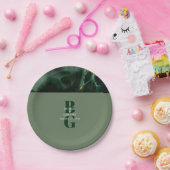 Monografische Hochzeit der modernen grünen Marmorp Pappteller (Party)