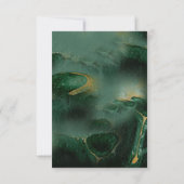 Monografische Hochzeit der modernen grünen Marmorp RSVP Karte (Rückseite)