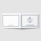 Monografische Hochzeit der Nautic Navy Blue Anchor Gästebuch (Voll)
