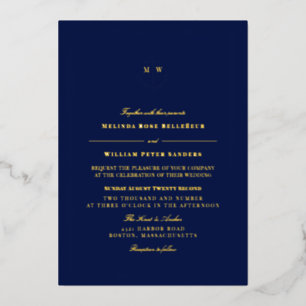 Monografische Hochzeit der Nautischen Navy Folieneinladung