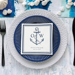 Monografische Hochzeit der Nautischen Navy Serviette
