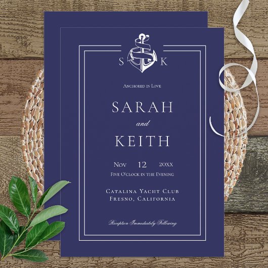 Monografische Hochzeit der Navy Einladung