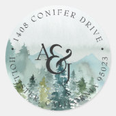 Monografische Hochzeit der Rustikalen Wasserfarben Runder Aufkleber (Vorderseite)