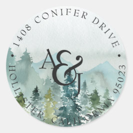 Monografische Hochzeit der Rustikalen Wasserfarben Runder Aufkleber