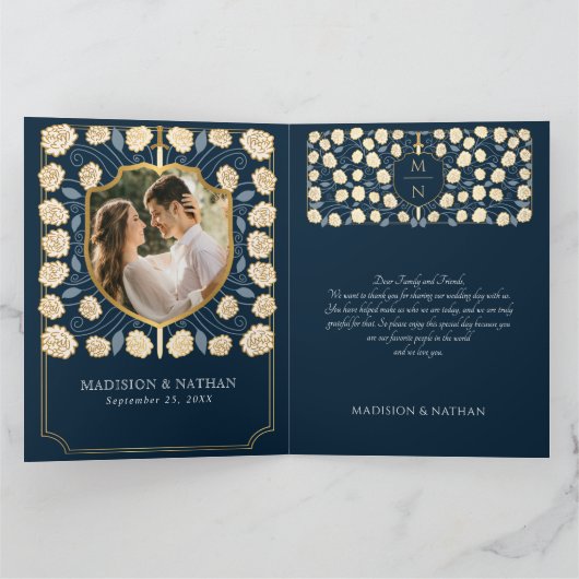 Monografische Hochzeit der Schwertschild Dankeskarte (Innenseite)