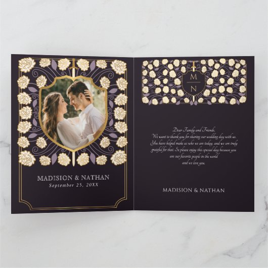 Monografische Hochzeit der Schwertschild Dankeskarte (Innenseite)