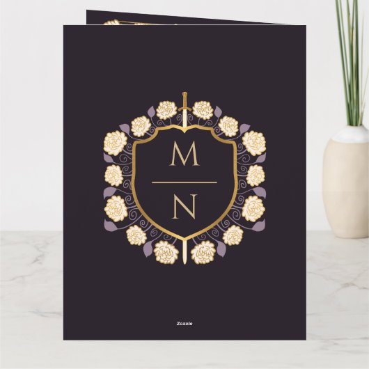 Monografische Hochzeit der Schwertschild Dankeskarte (Rückseite)