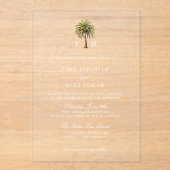 Monografische Hochzeit der tropischen Palme Acryleinladungen (Vorderseite)