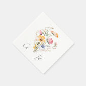 Monografische Hochzeit der Wasserfarbe-Wildblume Serviette (Ecke)