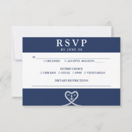 Monografische Hochzeit des blauen Herzens RSVP Karte