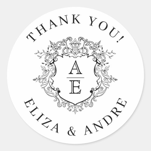 Monografische Hochzeit des formalen Wappen Runder Aufkleber (Vorderseite)