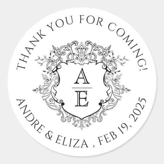 Monografische Hochzeit des formalen Wappen Runder Aufkleber (Vorderseite)