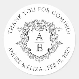 Monografische Hochzeit des formalen Wappen Runder Aufkleber
