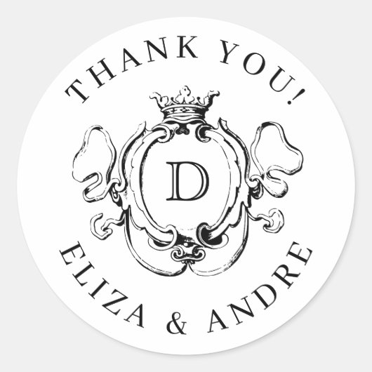 Monografische Hochzeit des formalen Wappen Runder Aufkleber (Vorderseite)