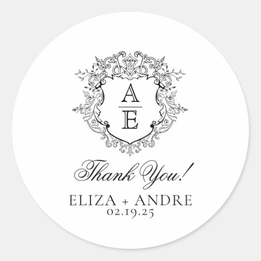 Monografische Hochzeit des formalen Wappen Runder Aufkleber (Vorderseite)