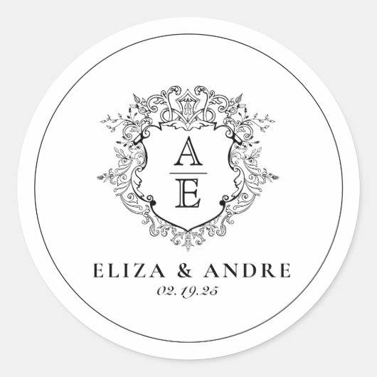 Monografische Hochzeit des formalen Wappen Runder Aufkleber (Vorderseite)