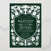 Monografische Hochzeit des grünen Schwertschilds Folieneinladung (Vorderseite)