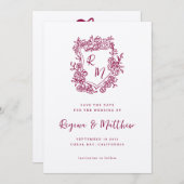 Monografische Hochzeit des handgezogenen orangen W Save The Date (Vorne/Hinten)