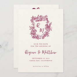 Monografische Hochzeit des handgezogenen orangen W Save The Date