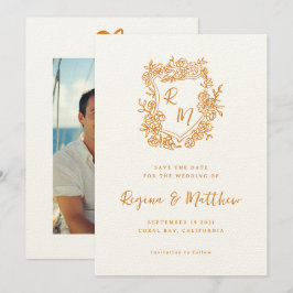 Monografische Hochzeit des handgezogenen orangen W Save The Date