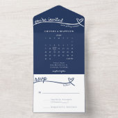 Monografische Hochzeit des Nautic Blue Heart Mongr All In One Einladung (Innen Boden)