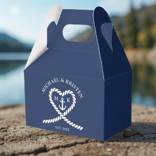 Monografische Hochzeit des Nautic Blue Rope Heart Geschenkschachtel