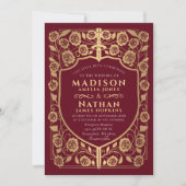 Monografische Hochzeit des Roten Schwertschilds Einladung (Vorderseite)