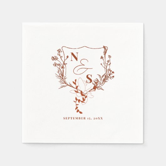 Monografische Hochzeit des rustikalen Wappen Serviette (Vorderseite)