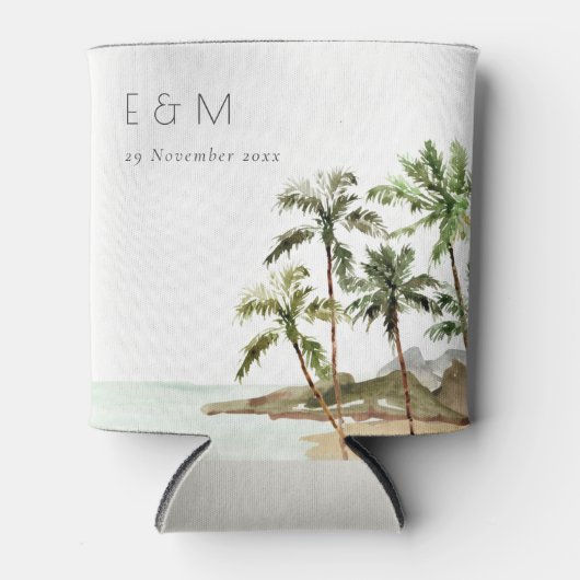 Monografische Hochzeit des tropischen Palmen Trees Dosenkühler (Vorderseite)