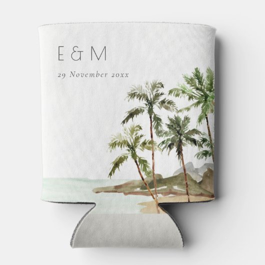 Monografische Hochzeit des tropischen Palmen Trees Dosenkühler (Rückseite)