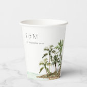 Monografische Hochzeit des tropischen Palmen Trees Pappbecher (Rückseite)