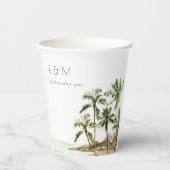 Monografische Hochzeit des tropischen Palmen Trees Pappbecher (Vorderseite)